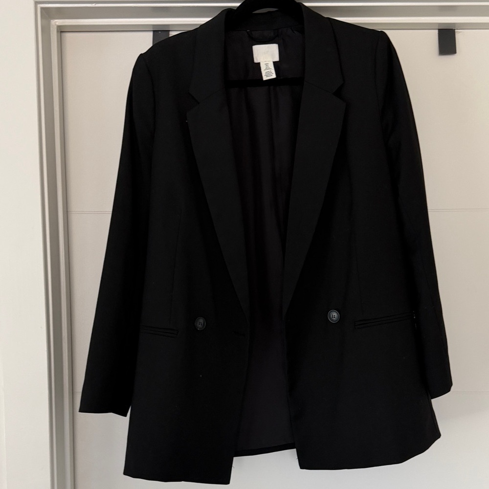 H&M Black Women's Oversized Longline Blazer